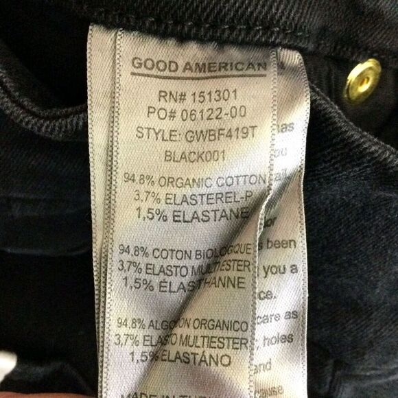 Good American Womens Good Waist Button Fly High Rise Skinny Corset Jeans Black 0 - Picture 7 of 8